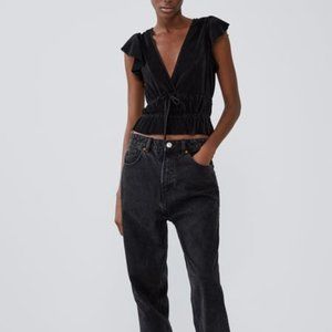 Zara Ruched Flutter Top Size Small